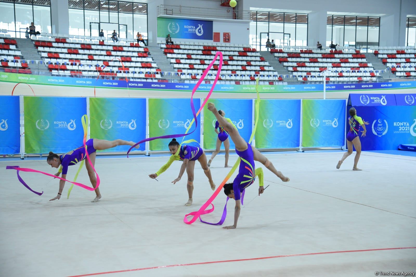 Group team of Azerbaijan in rhythmic gymnastics win gold in program with three ribbons and two balls (PHOTO)