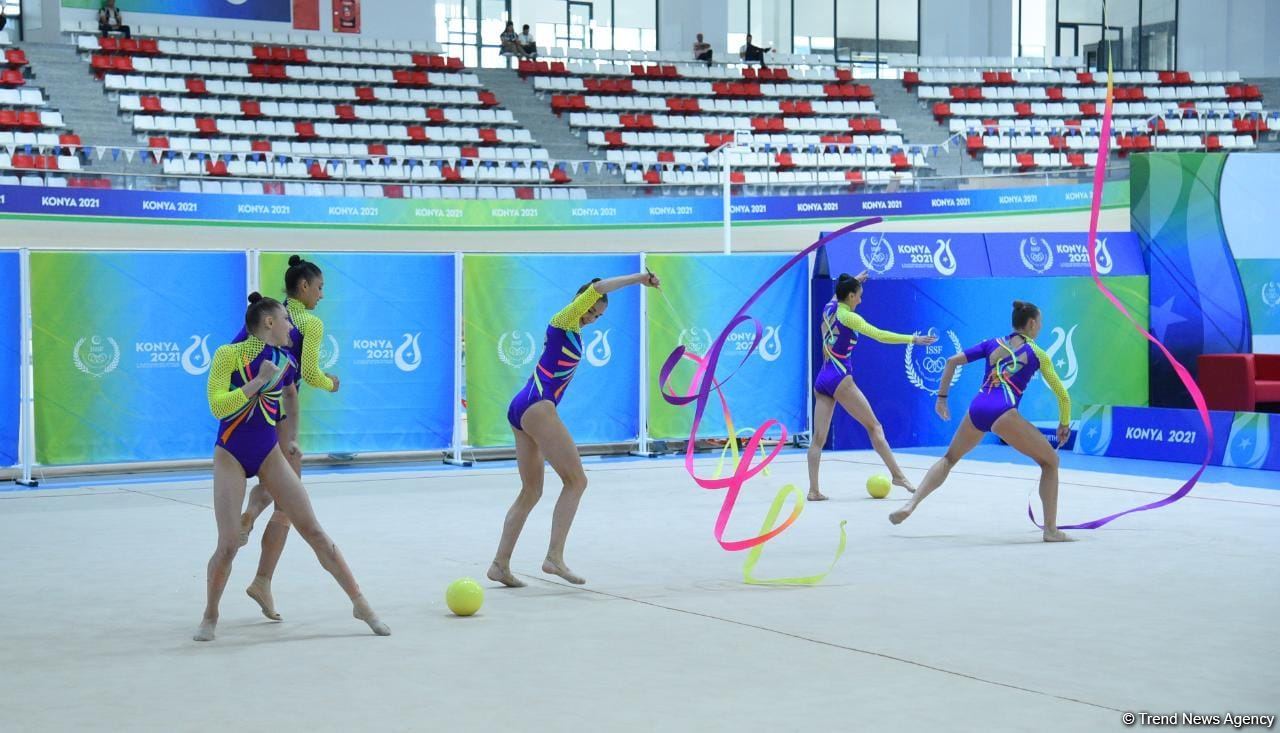 Group team of Azerbaijan in rhythmic gymnastics win gold in program with three ribbons and two balls (PHOTO)