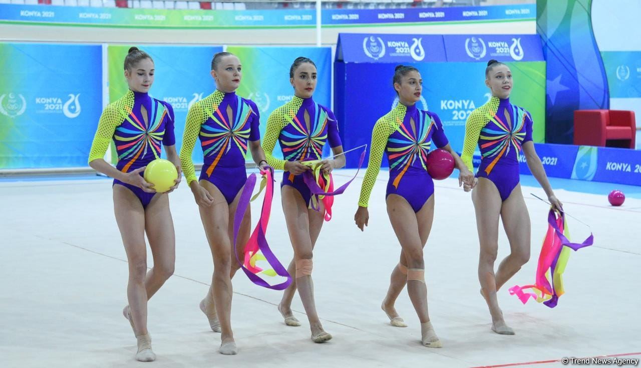 Group team of Azerbaijan in rhythmic gymnastics win gold in program with three ribbons and two balls (PHOTO)
