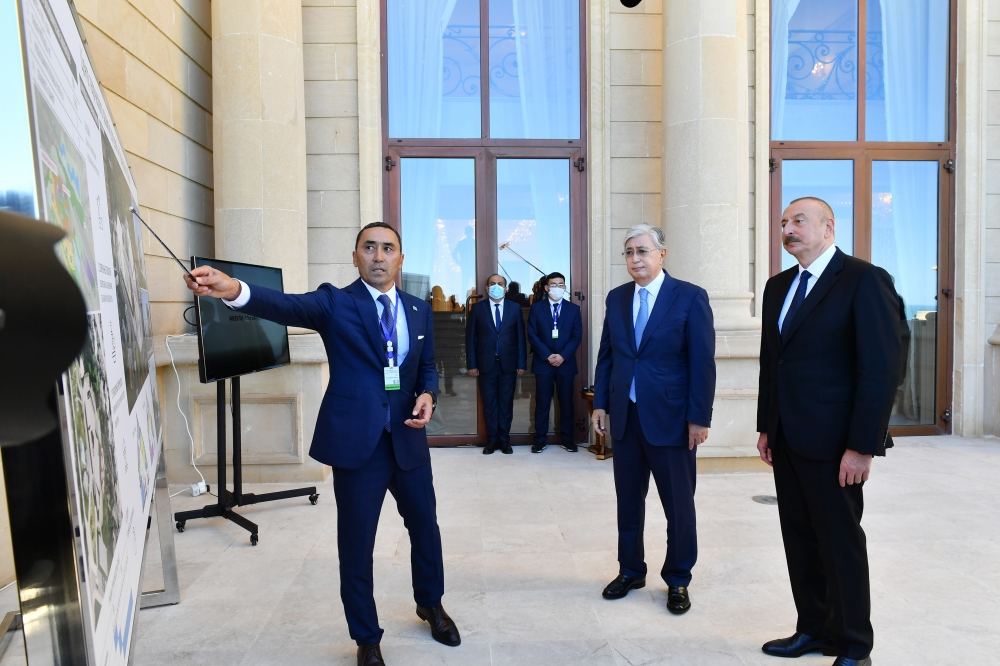 Azerbaijani, Kazakh presidents view project of Center for the Development of Creativity named after Kurmangazy, which will be built for children in Fuzuli (PHOTO/VIDEO)