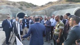 Diplomats view tunnel under completion on Azerbaijan's Ahmadbayli-Fuzuli-Shusha highway