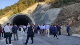 Diplomats view tunnel under completion on Azerbaijan's Ahmadbayli-Fuzuli-Shusha highway