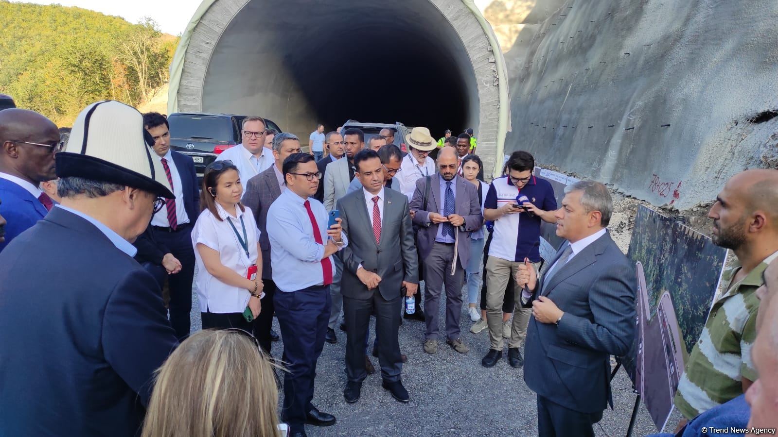 Diplomats view tunnel under completion on Azerbaijan's Ahmadbayli-Fuzuli-Shusha highway