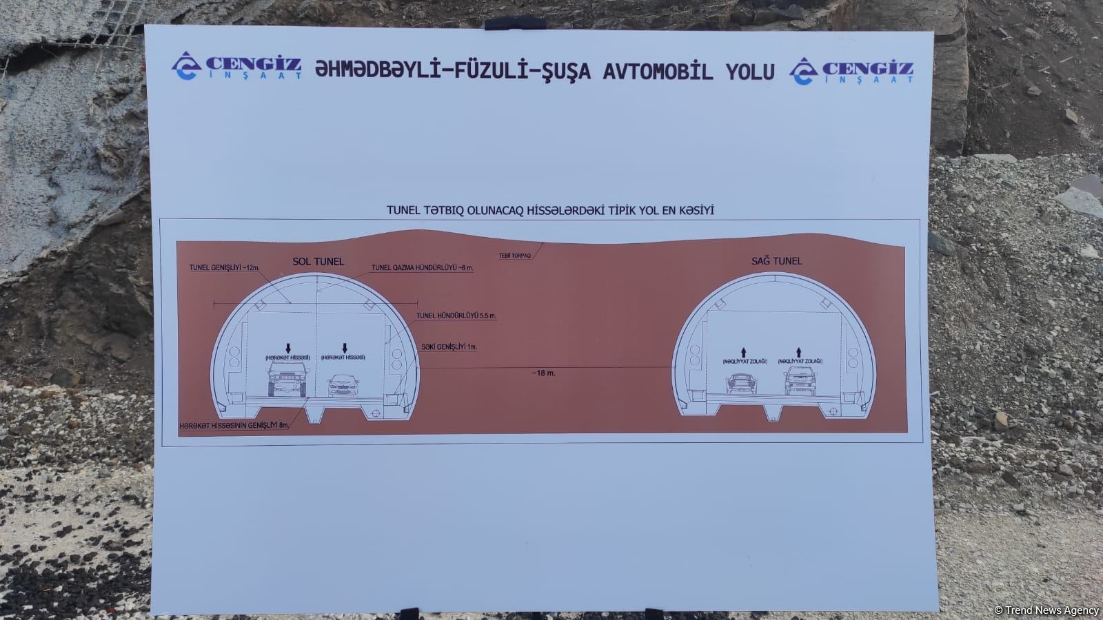 Diplomats view tunnel under completion on Azerbaijan's Ahmadbayli-Fuzuli-Shusha highway