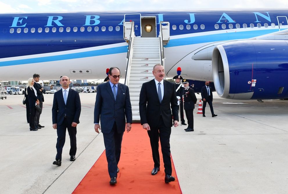 President Ilham Aliyev arrives in Italy for working visit (PHOTO/VIDEO)