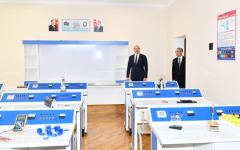 President Ilham Aliyev views conditions created at secondary school No35, new block of which was built in Baku's Nasimi district (PHOTO/VIDEO)