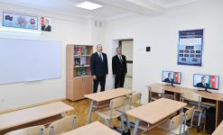 President Ilham Aliyev views conditions created at secondary school No35, new block of which was built in Baku's Nasimi district (PHOTO/VIDEO)