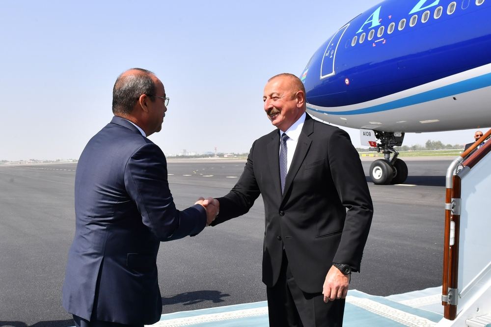 President Ilham Aliyev arrives in Uzbekistan for visit (PHOTO/VIDEO)
