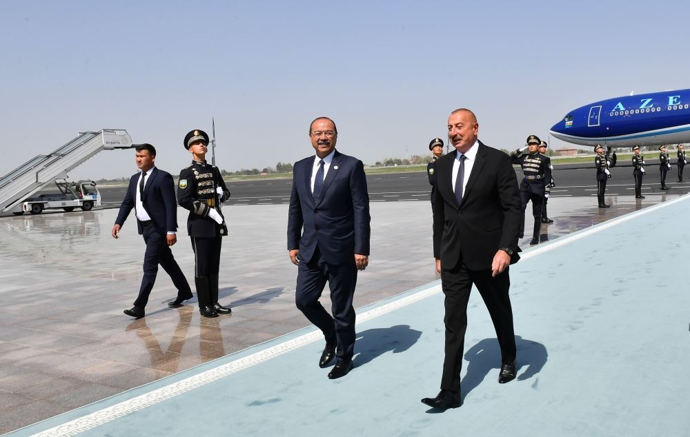 President Ilham Aliyev arrives in Uzbekistan for visit (PHOTO/VIDEO)