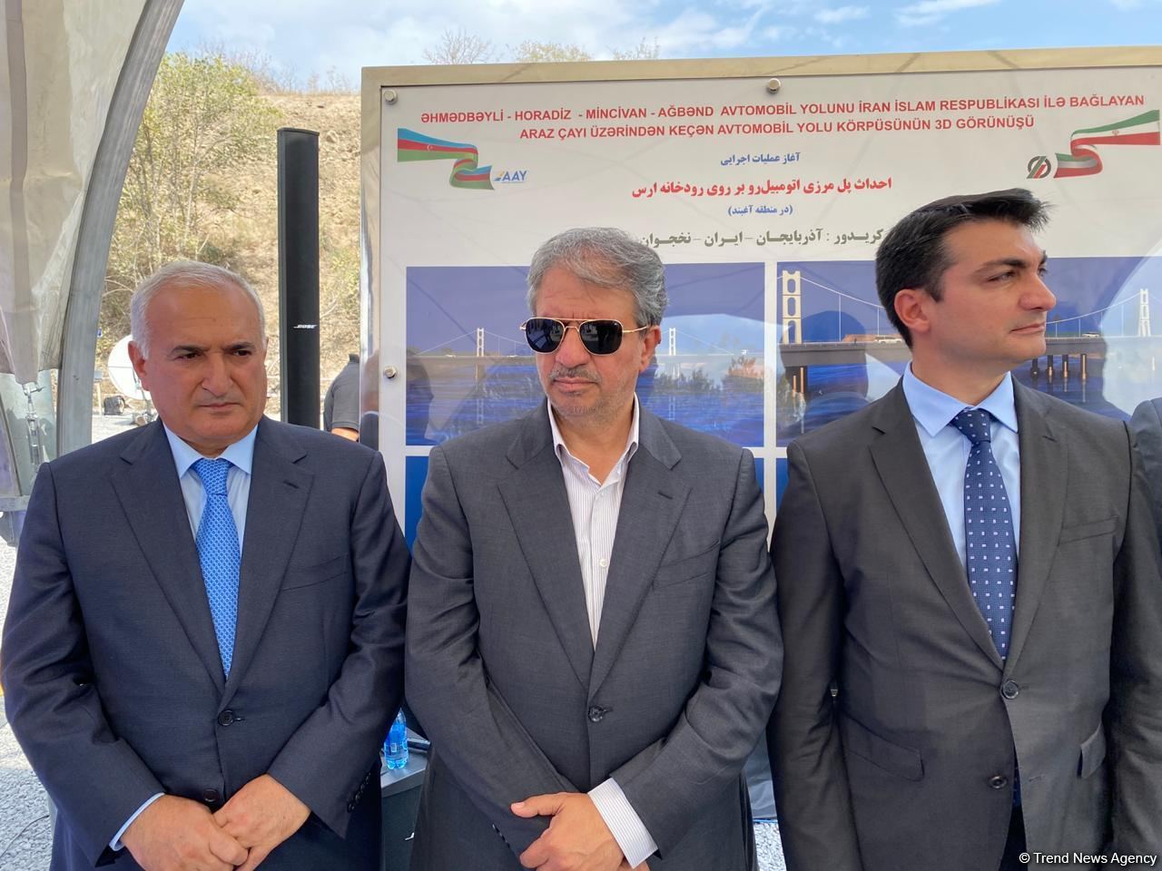 Groundbreaking ceremony of Aghband highway bridge takes place on Azerbaijan-Iran border (PHOTO)