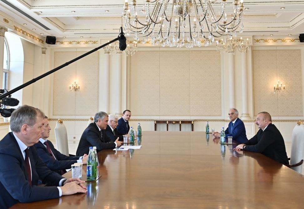 President Ilham Aliyev receives delegation led by Chairman of State Duma of Russia (VIDEO)