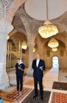 President Ilham Aliyev and First Lady Mehriban Aliyeva visit Yukhari Govhar Aga Mosque in Shusha, pray for the souls of martyrs here (PHOTO)