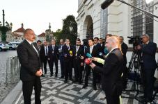 President Ilham Aliyev interviewed by Azerbaijani TV channels in Prague (PHOTO/VIDEO)