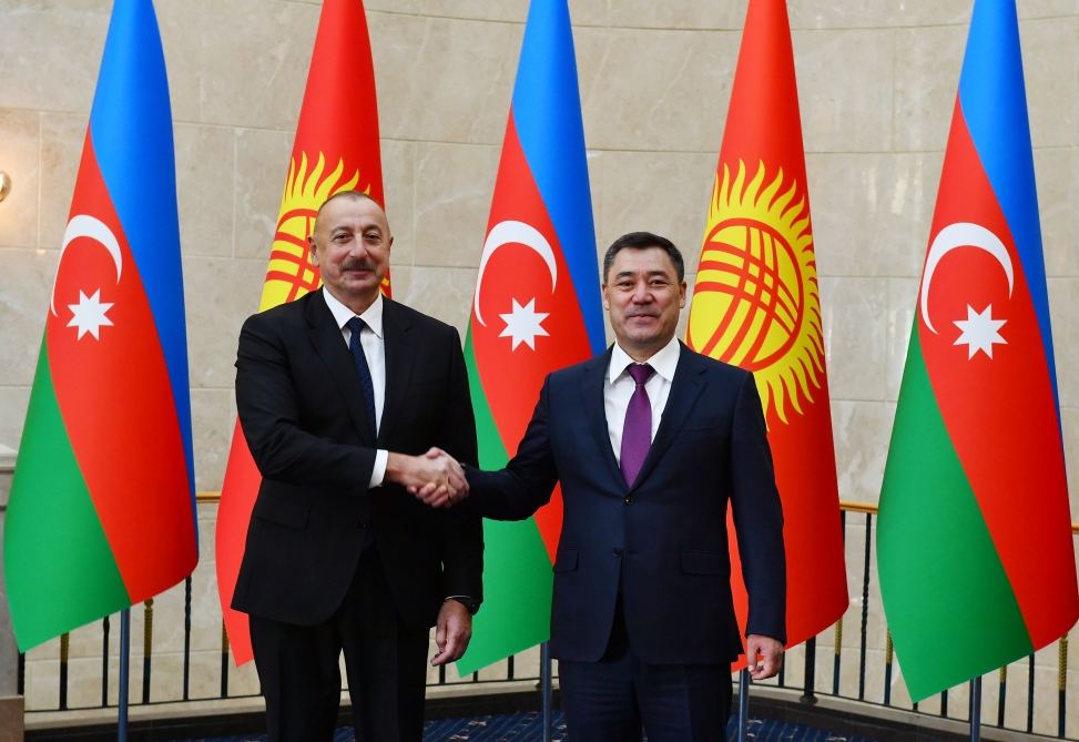 Official welcome ceremony held for President Ilham Aliyev in Bishkek (PHOTO/VIDEO)