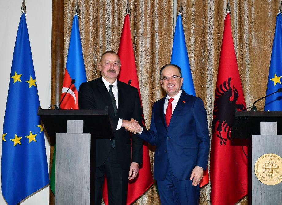 Azerbaijani, Albanian presidents make press statements (PHOTO/VIDEO)