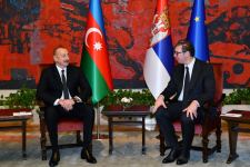 President Ilham Aliyev, Serbian President Aleksandar Vucic hold one-on-one meeting (PHOTO/VIDEO)