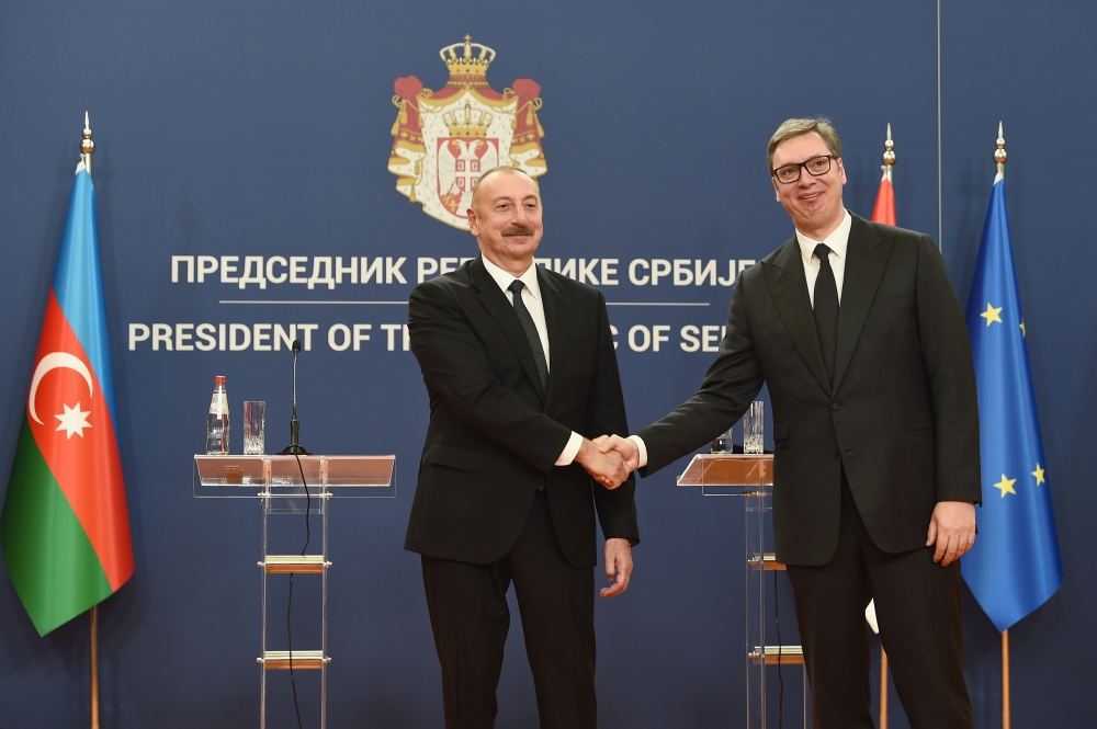 President Ilham Aliyev and President Aleksandar Vucic make press statements (PHOTO/VIDEO)