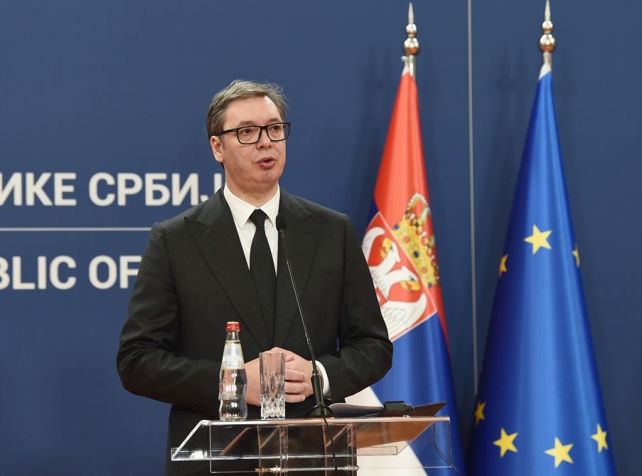 President Ilham Aliyev and President Aleksandar Vucic make press statements (PHOTO/VIDEO)