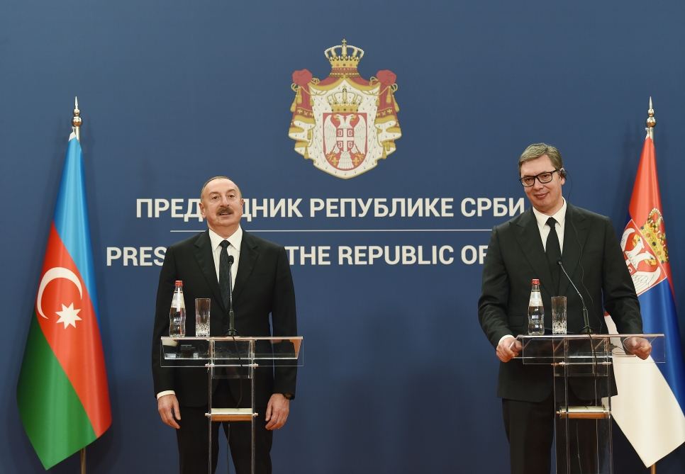 President Ilham Aliyev and President Aleksandar Vucic make press statements (PHOTO/VIDEO)