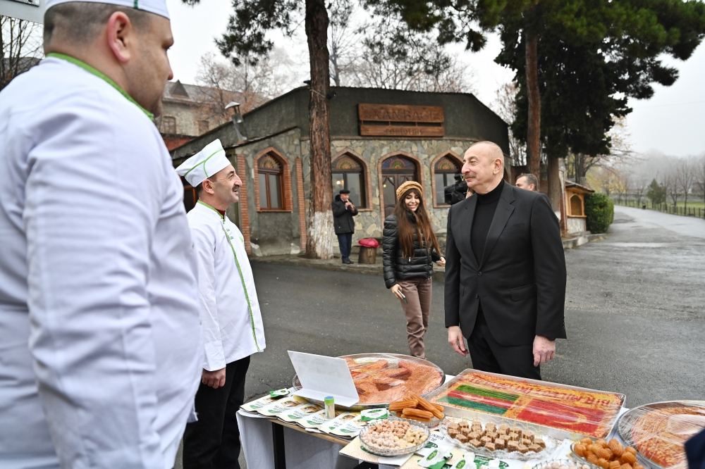 President Ilham Aliyev, First Lady Mehriban Aliyeva view reconstruction work at "Yukhari Bash" National Historical-Architectural Reserve in Shaki (PHOTO/VIDEO)