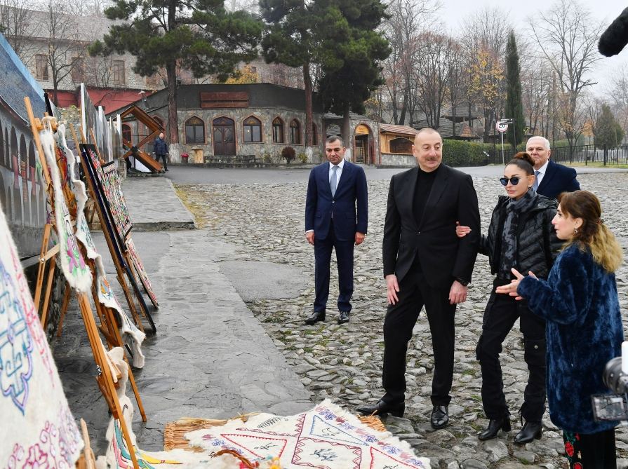 President Ilham Aliyev, First Lady Mehriban Aliyeva view reconstruction work at "Yukhari Bash" National Historical-Architectural Reserve in Shaki (PHOTO/VIDEO)