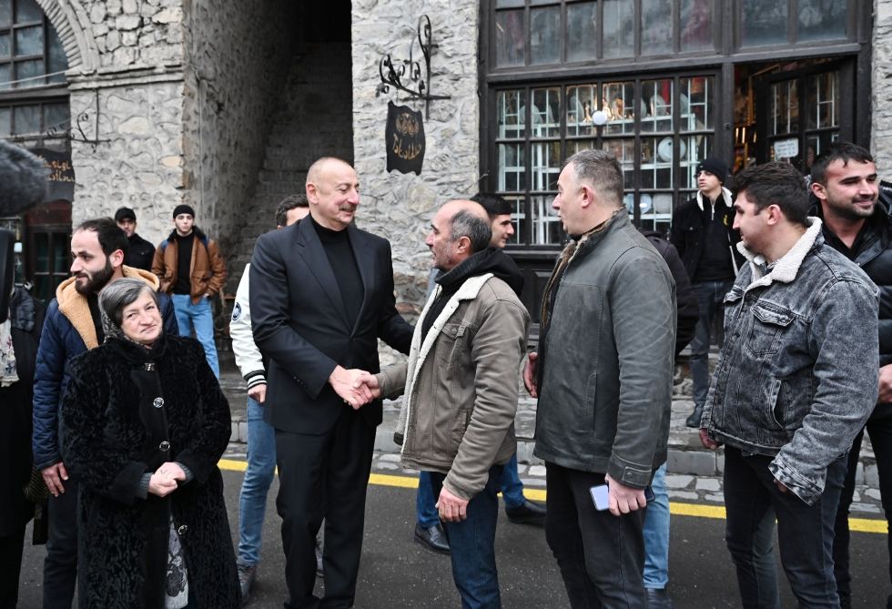 President Ilham Aliyev, First Lady Mehriban Aliyeva view reconstruction work at "Yukhari Bash" National Historical-Architectural Reserve in Shaki (PHOTO/VIDEO)