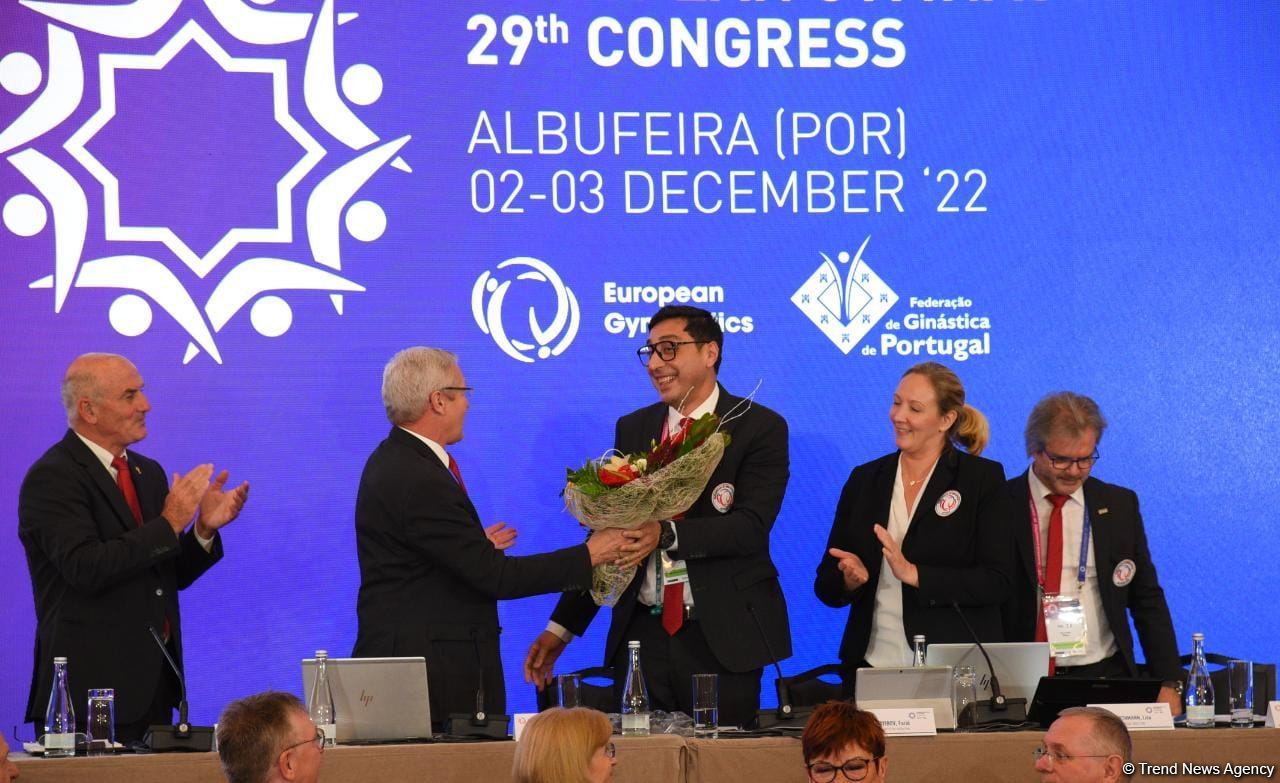 Azerbaijani minister re-elected president of European Gymnastics (PHOTO)