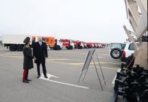 President Ilham Aliyev views newly purchased special purpose equipment and ambulances
(PHOTO)