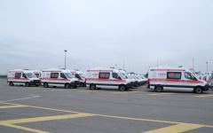 President Ilham Aliyev views newly purchased special purpose equipment and ambulances
(PHOTO)