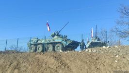 Russian peacekeepers bring in military vehicles to area of Azerbaijanis' protest in Karabakh (PHOTO)