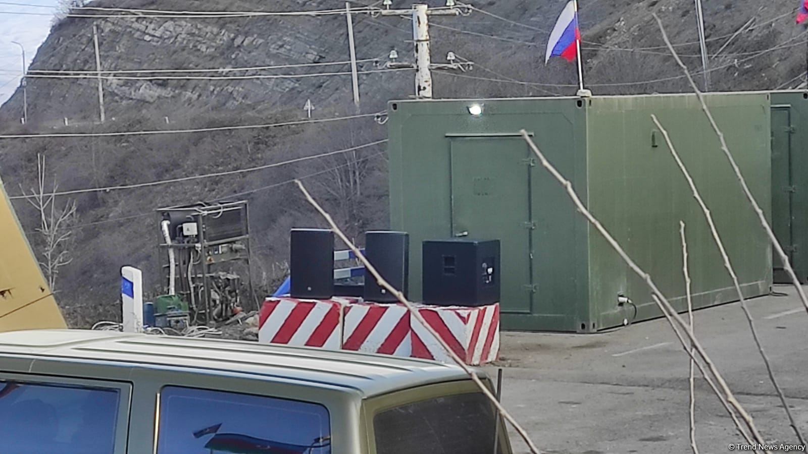 Russian peacekeepers bring speaker system to peaceful rally site in Azerbaijan's Karabakh (PHOTO)