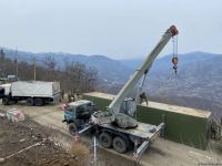 Peacekeepers changing place of their containers on area of peaceful protests near Azerbaijan's Shusha (PHOTO)