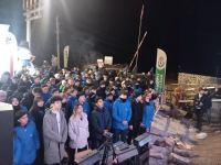 Participants of rally watch address of President Ilham Aliyev to people of Azerbaijan (PHOTO)