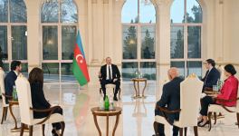 President Ilham Aliyev interviewed by local TV channels (PHOTO/VIDEO)