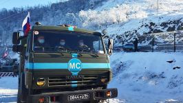Ambulance, vehicle of Russian peacekeepers pass along Azerbaijan's Lachin-Khankendi road (PHOTO)