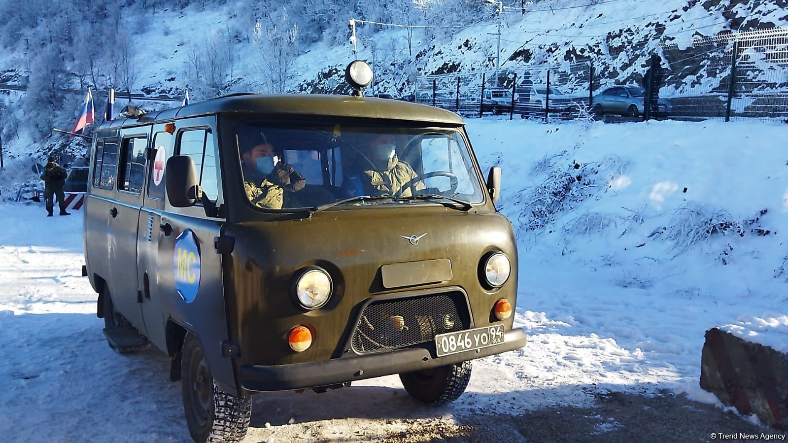 Ambulance, vehicle of Russian peacekeepers pass along Azerbaijan's Lachin-Khankendi road (PHOTO)