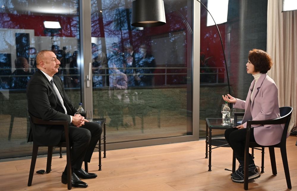 President Ilham Aliyev interviewed by China's CGTN TV channel in Davos (PHOTO/VIDEO)