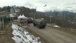 Numerous vehicles of Russian peacekeepers pass freely along Azerbaijan's Lachin-Khankendi road (PHOTO)