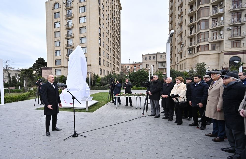 President Ilham Aliyev takes part in unveiling of monument to outstanding composer Tofig Guliyev (PHOTO)
