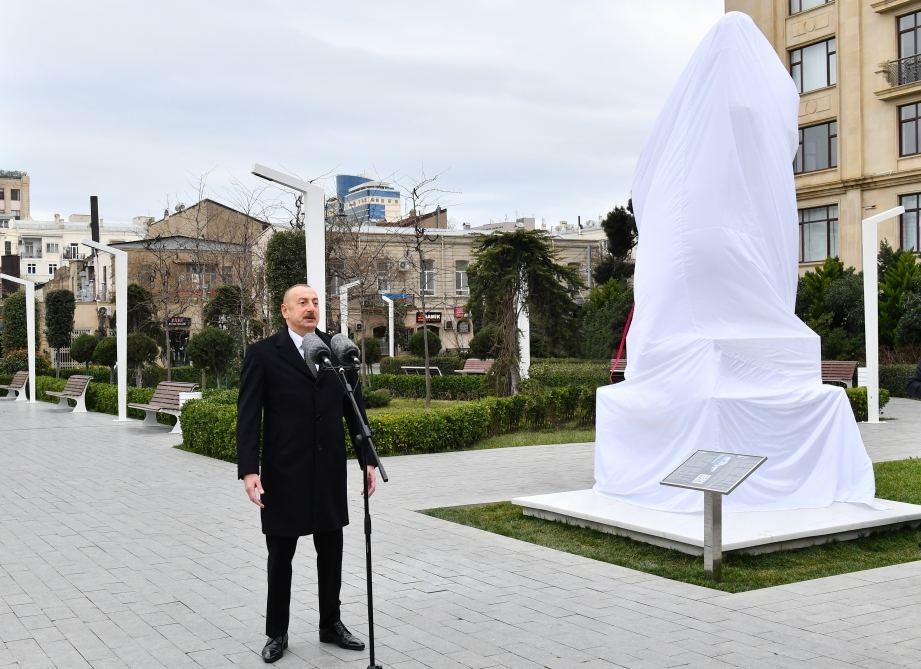 President Ilham Aliyev takes part in unveiling of monument to outstanding composer Tofig Guliyev (PHOTO)