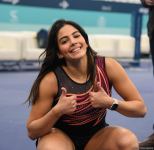 Podium training for Trampoline Gymnastics World Cup participants held in Baku