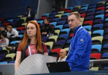 Podium training for Trampoline Gymnastics World Cup participants held in Baku