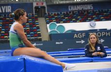 Podium training for Trampoline Gymnastics World Cup participants held in Baku