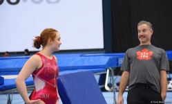 Podium training for Trampoline Gymnastics World Cup participants held in Baku