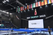 Podium training for Trampoline Gymnastics World Cup participants held in Baku