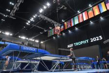 Podium training for Trampoline Gymnastics World Cup participants held in Baku