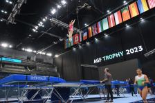 Podium training for Trampoline Gymnastics World Cup participants held in Baku