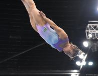 Podium training for Trampoline Gymnastics World Cup participants held in Baku