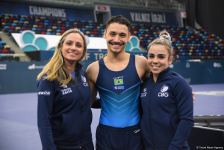 Podium training for Trampoline Gymnastics World Cup participants held in Baku