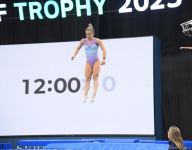 Podium training for Trampoline Gymnastics World Cup participants held in Baku